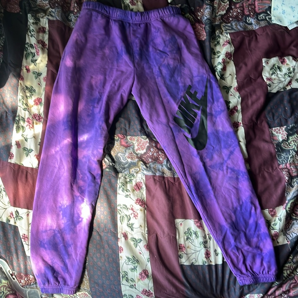 Purple Nike tye dye sweatpants